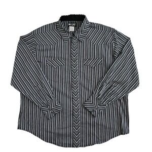 Wrangler Mens 2XL Striped‎ Western Cowboy Rodeo Shirt Pearl Snap Zebra Black VTG